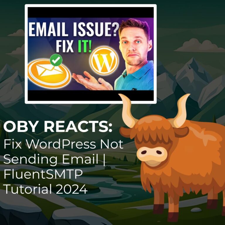 Oby Reacts Fix WordPress Not Sending Email FluentSMTP Tutorial 2024